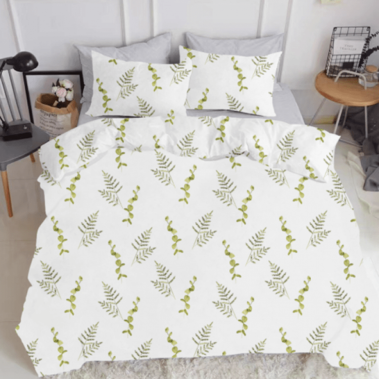 Double Duvet Cover Sets FOLIAGE GREEN GREY - image-1